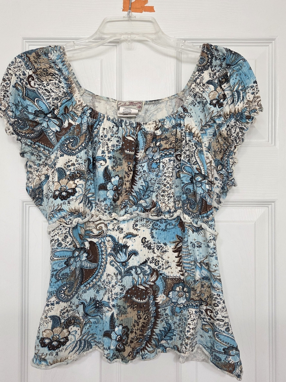 Vintage L.A. Movers Boho Paisley Babydoll Tie Back Blouse Large
